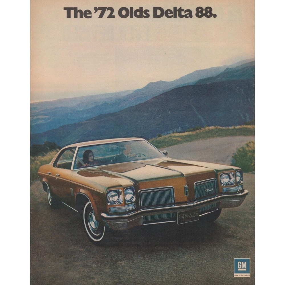 Vintage 1971 Oldsmobile Delta 88 Print Ad For 1972 Olds GM Classic Car Decor